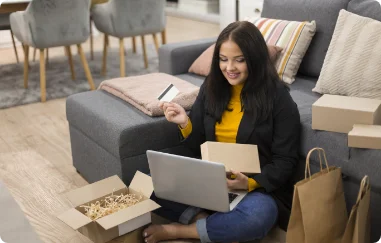 A girl doing shopping online